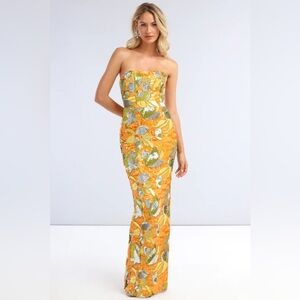 HELSI Serena Floral Elegant Strapless Dress